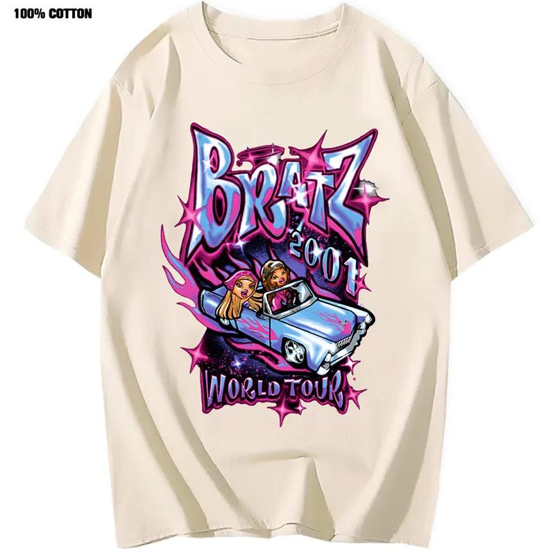 Bratz T Shirts Women Summer Fashion Street Oversized T-shirt Harajuku Y2k Tops Men Women Casual Cotton Short Sleeve Tshirt
