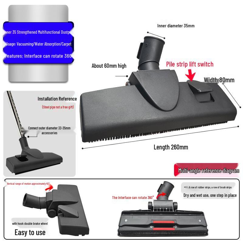 Compatible Vacuum Attachments for Midea Jeno: Floor Brush, Water Rake, and Universal Head