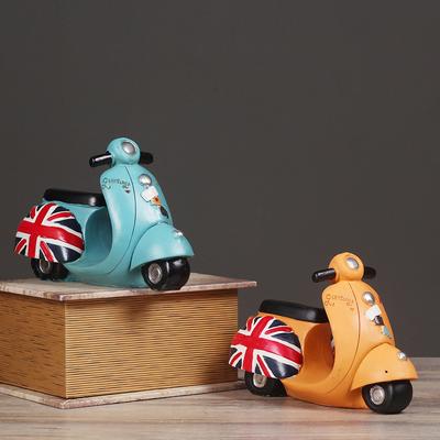 British Style Resin Hand-painted Retro Motorcycle Statue Piggy Bank Ornaments Creative Home Decoration Accessories