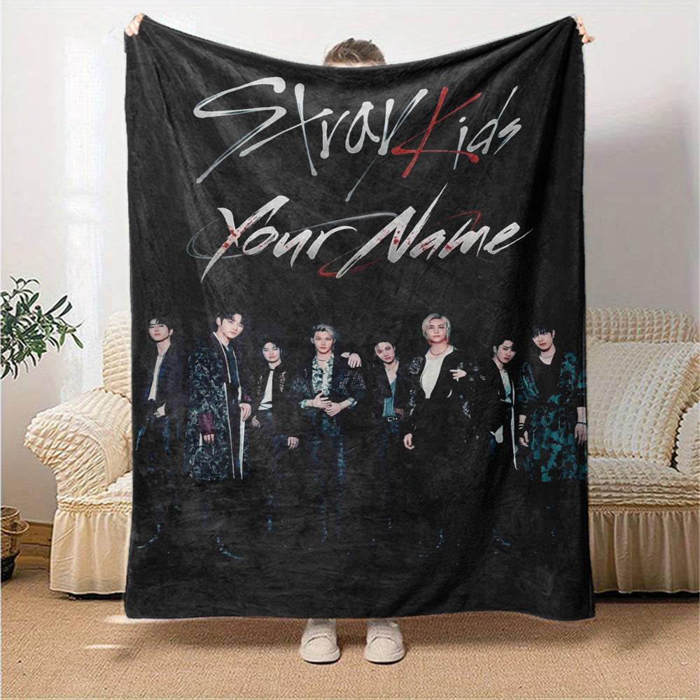 Name Custom Stray Kids Print Flannel Blanket High Quality Warm Comfortable Cover for All Seasons Perfect for Gifts Home Decor