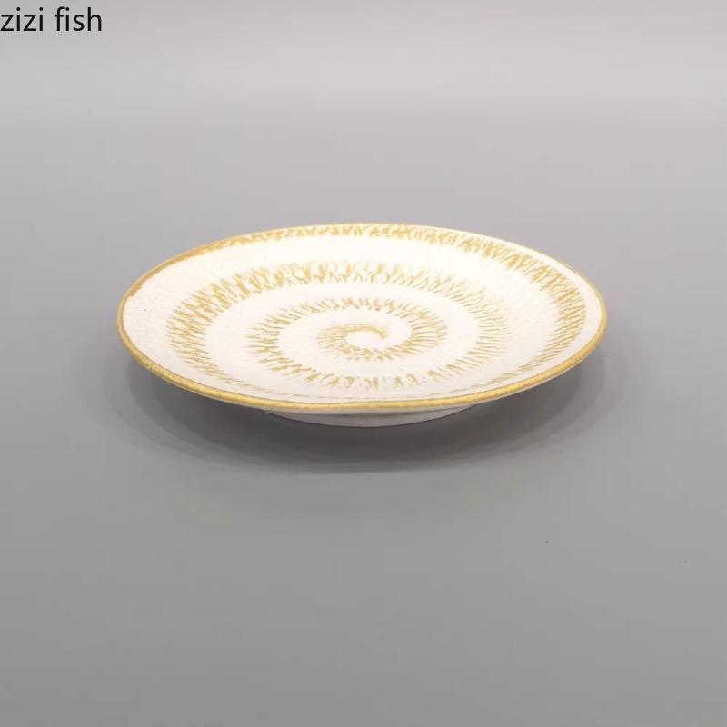 Ceramic Tableware Round Dining Plate Sashimi Dish Sushi Plate Dessert Plates Snack Tray Fruit Bowl Dim Sum Dish Steak Plates
