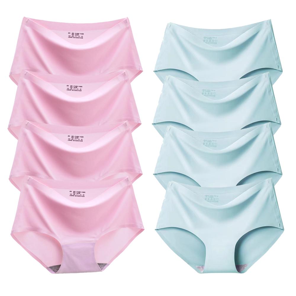 Chiloți de damă Chiloți fără cusături uni Mărimi mari Chiloți confortabili Lenjerie din satin de mătase Lenjerie de corp sănătoasă 8 buc/set
