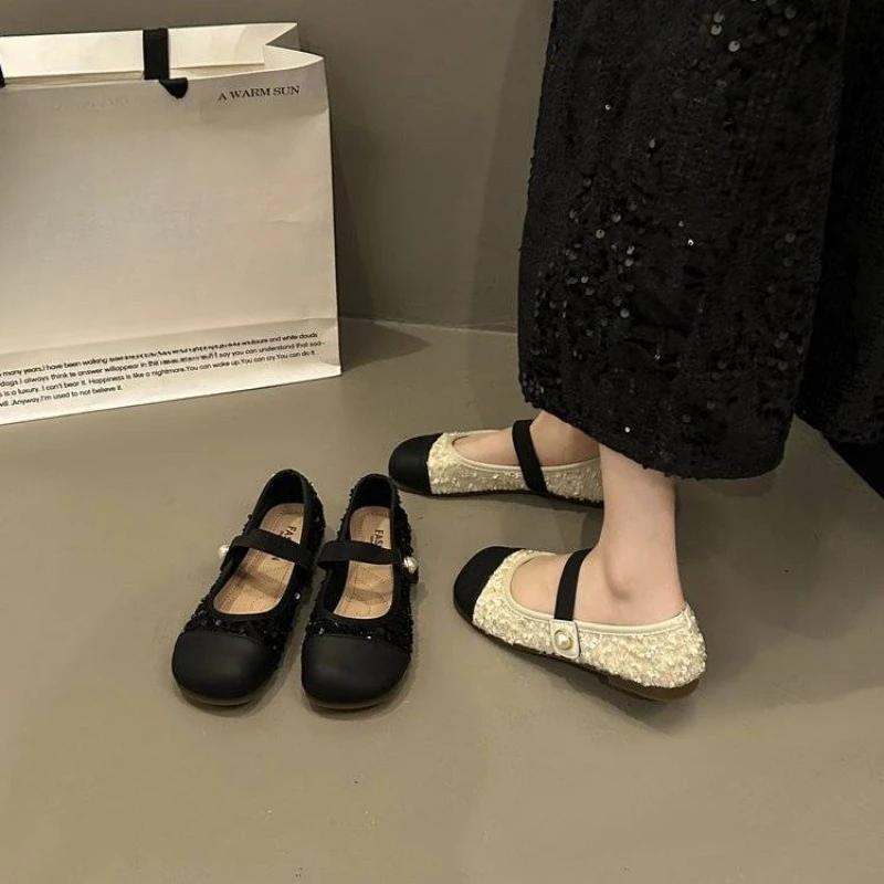 Fashion Woman Flats Round Toe Japanese Style Lolita Gothic Black Mary Jane Modest Korean Fashion Y2k Vintage Summer 2025 Shoes for Women