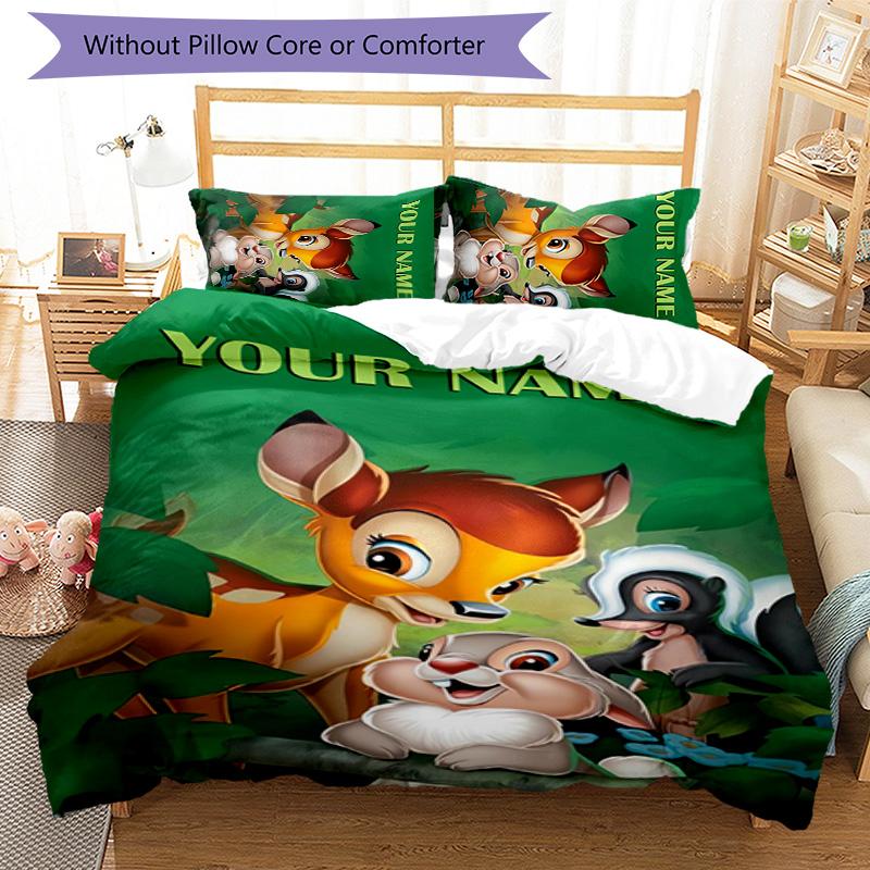 3pcs Bambi3 Cover Set - Personalized Name, HD Printed Bedding with 1 Cover and 2 Pillowcases - Perfect for Home Decor, Easy Care