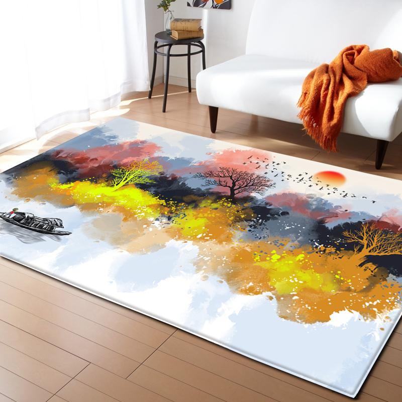 Cedar Deer Living Room Area Rug Beach Ocean 3D Carpet for Boys Girls Bedroom Rug Soft Play Floor Mat Anti-Slip Bathroom Mat