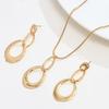 Elegant Metal Water Drop Ring Tassel Long Pendant Necklace Earrings Jewelry Set