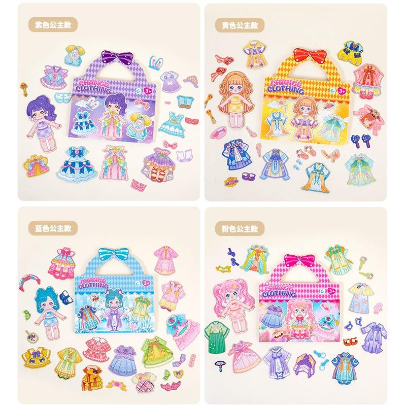 Cartoon Princess Reusable Magnetic Fridge Stickers Educational Puzzle Toy For Girls