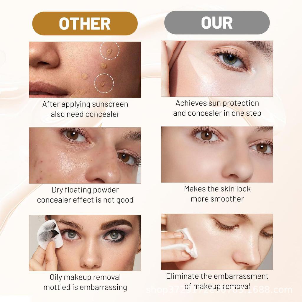 TK Hot 4-in-1 Farbverändernde Feuchtigkeitsspendende Nicht-Abfärbende Concealer-Foundation