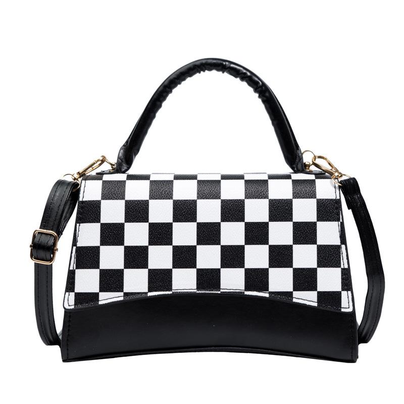 Small Square Bag New Trendy and Cool Casual Hand Bag Simple Color Matching Checkerboard Single Shoulder Messenger Bag Portable and Compact