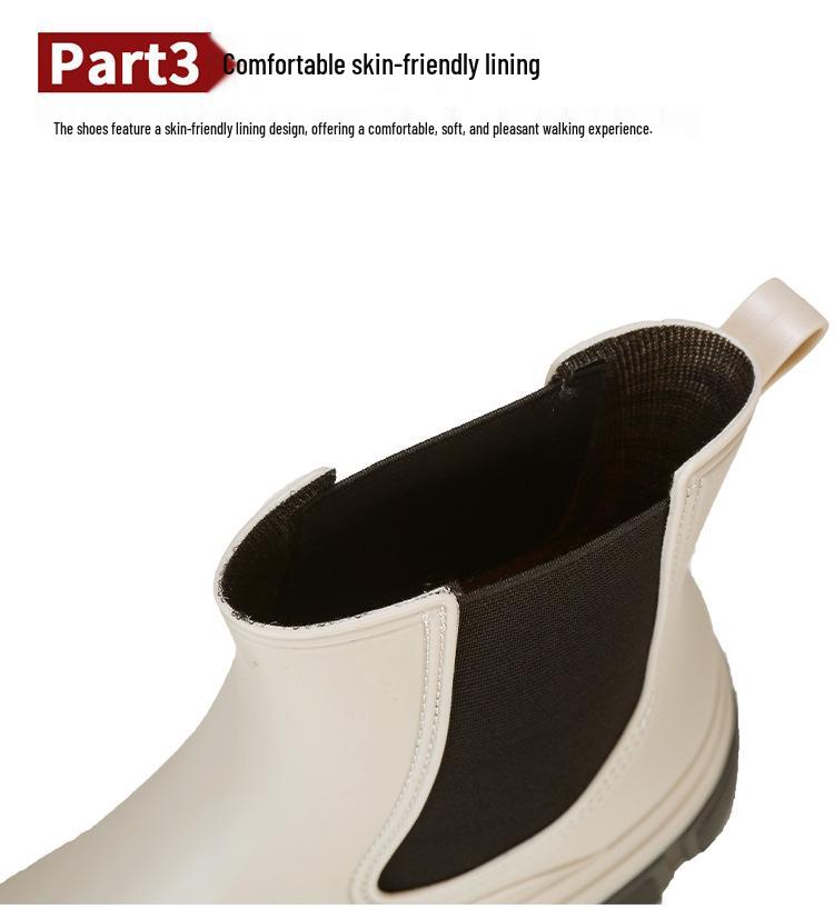 Korean Style Women's Waterproof Chelsea Rain Boots - Mid-Calf Rubber Overshoes with Thick Sole Fashion.
