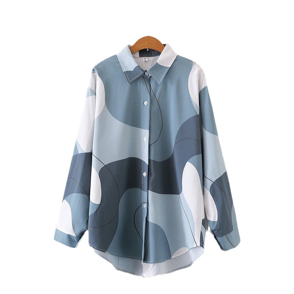 Dámská nová košile s květinovým potiskem, volným límcem a dlouhým rukávem