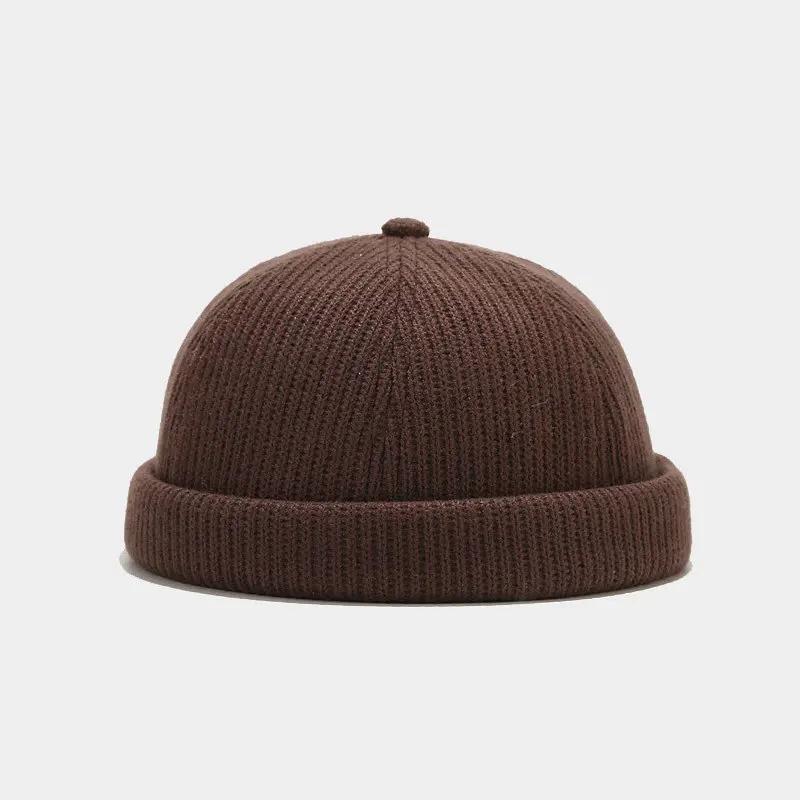 

LDSLYJR Autumn and Winter Cotton Solid Warm Docker Cap Brimless Hat Skullies Beanie Hats Landlord Sailor Cap Men and Women 01 56-60cm wear коричневый