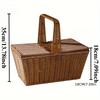 Wicker Picnic Basket with Handle & Lid Vintage-Style Gifts for for Picnic Camping Outdoor Storage Basket