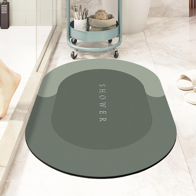 Absorbent Mat Toilet Door Non-slip Mat Quick Drying Soft Diatom Mud Toilet Bathroom Floor Mat Oval