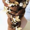 4Pcs Women Bridal Bridesmaid Pearl Gold Leaf Headpiece Hair Pin Hairpin Wedding
