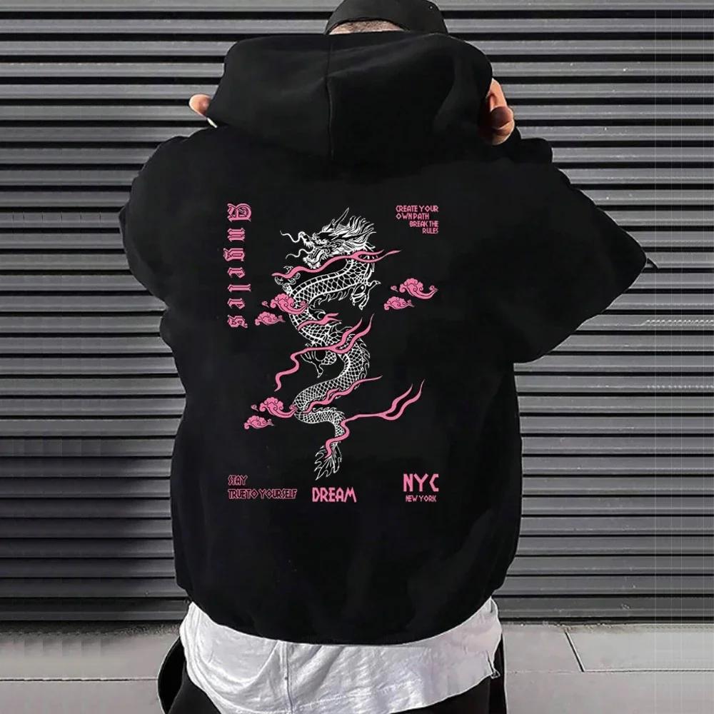 Gothic Printed Sweatshirt Men's Women's Fleece Casual Hooded Pullover Harajuku Hoodies Autumn Winter Loose Oversized Streetwear