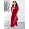 26 year new summer Chinese style improved cheongsam elegant waist cinching slimming high-end feeling short sleeved skirt medium long skirt dress skirt