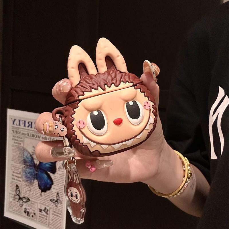 

for Huawei Freeclip Earphone Case Freebuds6i Protective Case Freebuds4/5 All-Inclusive Drop-Resistant Pro2/3 Silicone Soft Case SE2 Cute Niche Style Huawei FreeClip ear clip Brown cloth + pendant