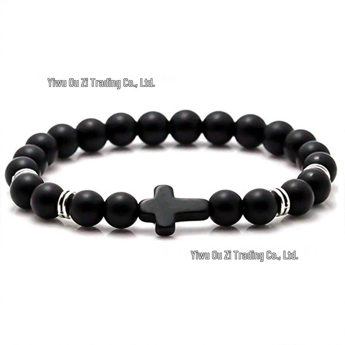 

Браслет-шарм з хрестиками з натурального каменю - 8 мм Модна біжутерія.