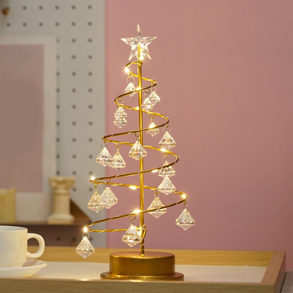 Xmas Tree Table Lamp LED Night Light with Star Battery Operated Decorative Lamp for Indoor Outdoor Bedroom Living Room