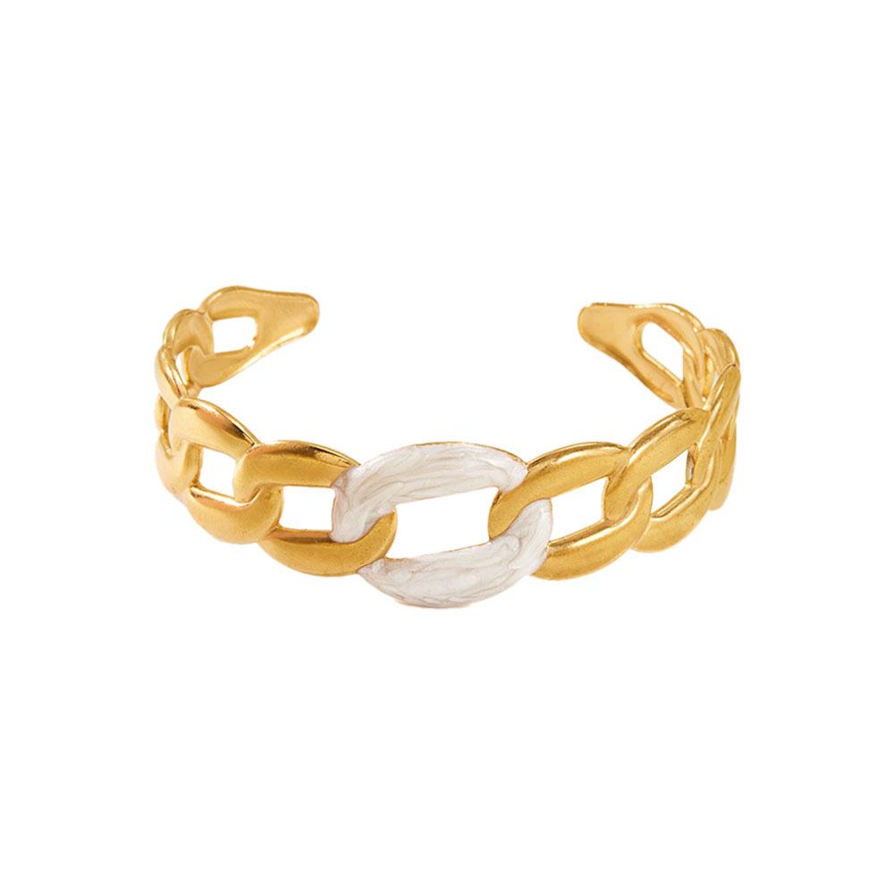 Fashion Magazine Style Stainless Steel Open Bracelet Hollow Dropping Oil Jewelry Accessory New Arrival