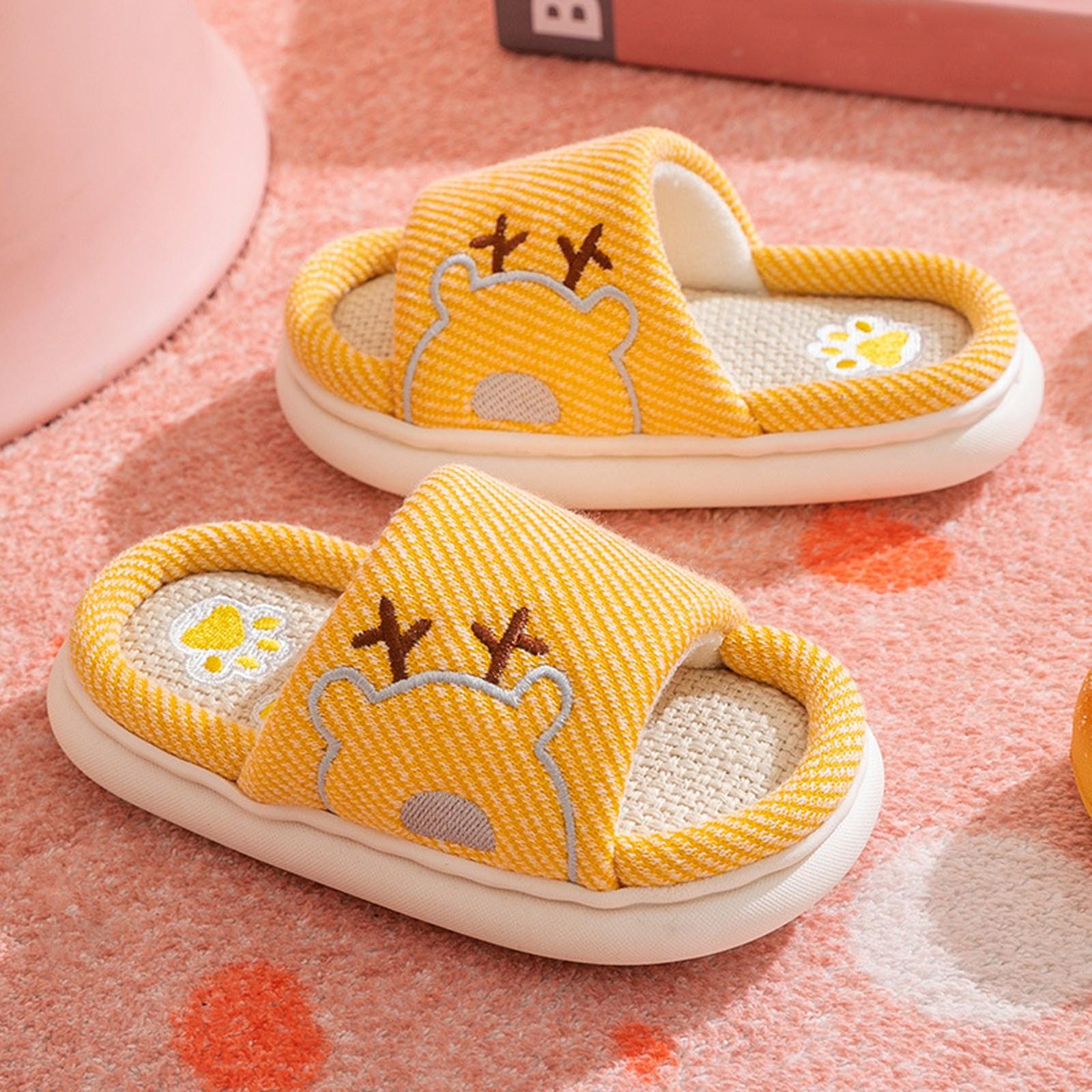 

Детские летние домашние бесшумные тапочки из хлопка и пеньки с мультяшным принтом моркови 35 жёлтый