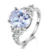 Women's Jewelry Silver Plated Rings White Pink Light Blue Champagne Zircon Oval Wedding Ring