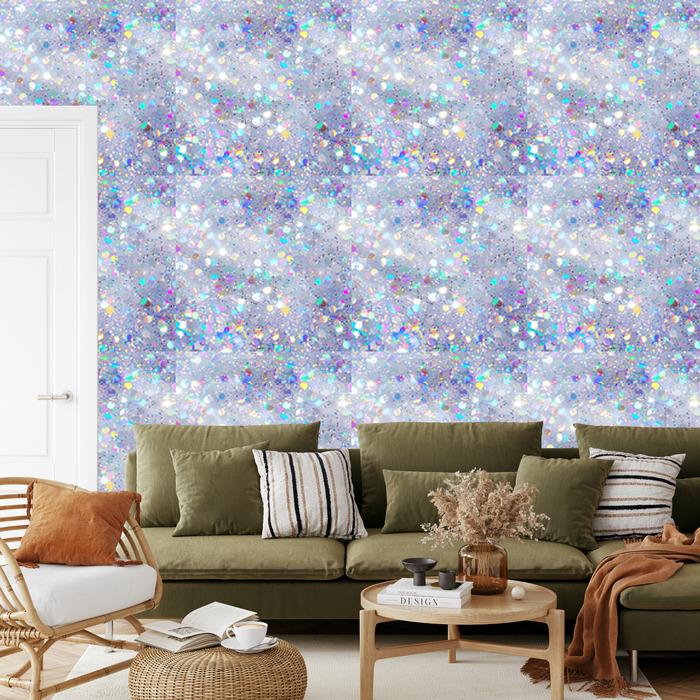 Iridescent glitter wallpaper blue and light gray 50x1000