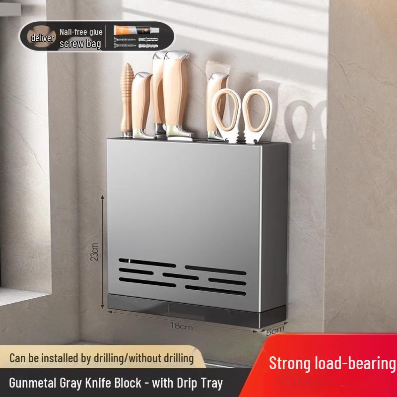 Cmaos Wall-Mounted 3-Layer Kitchen Knife and Utensil Holder