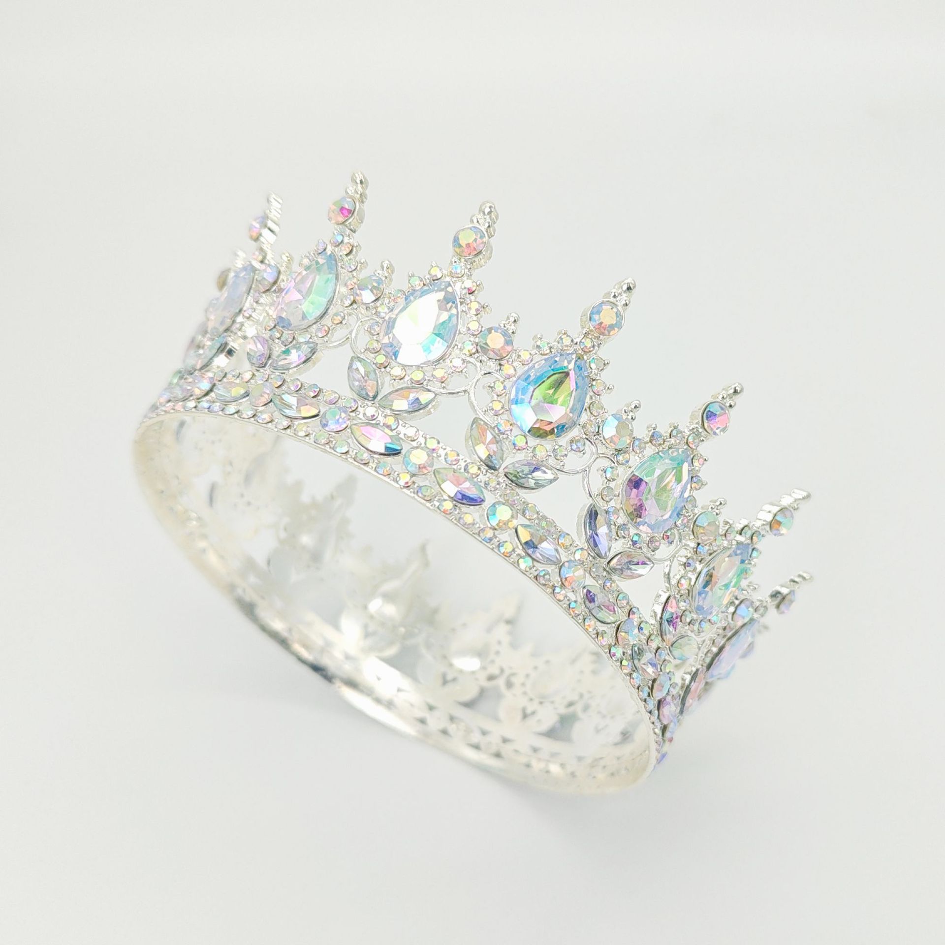 

Круглая корона невесты в стиле барокко, корона в форме капли воды с бриллиантами, винтажная королевская корона для показа