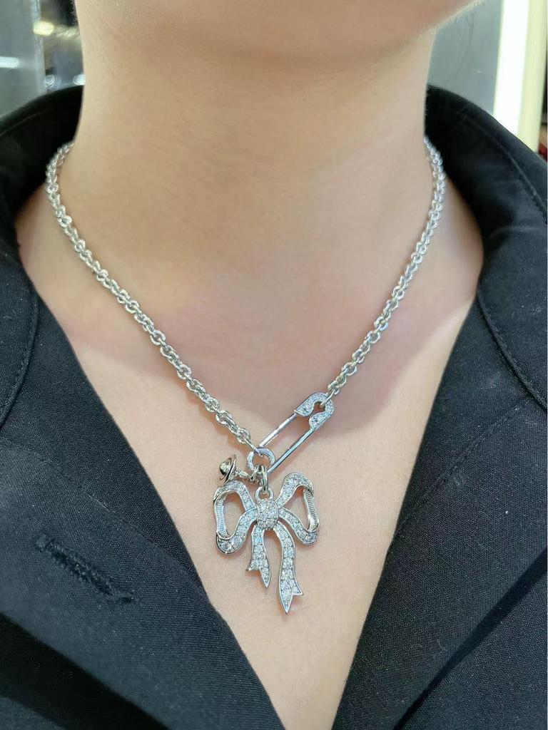 Unisex Retro Westwood Stone Cross Clavicle Necklace