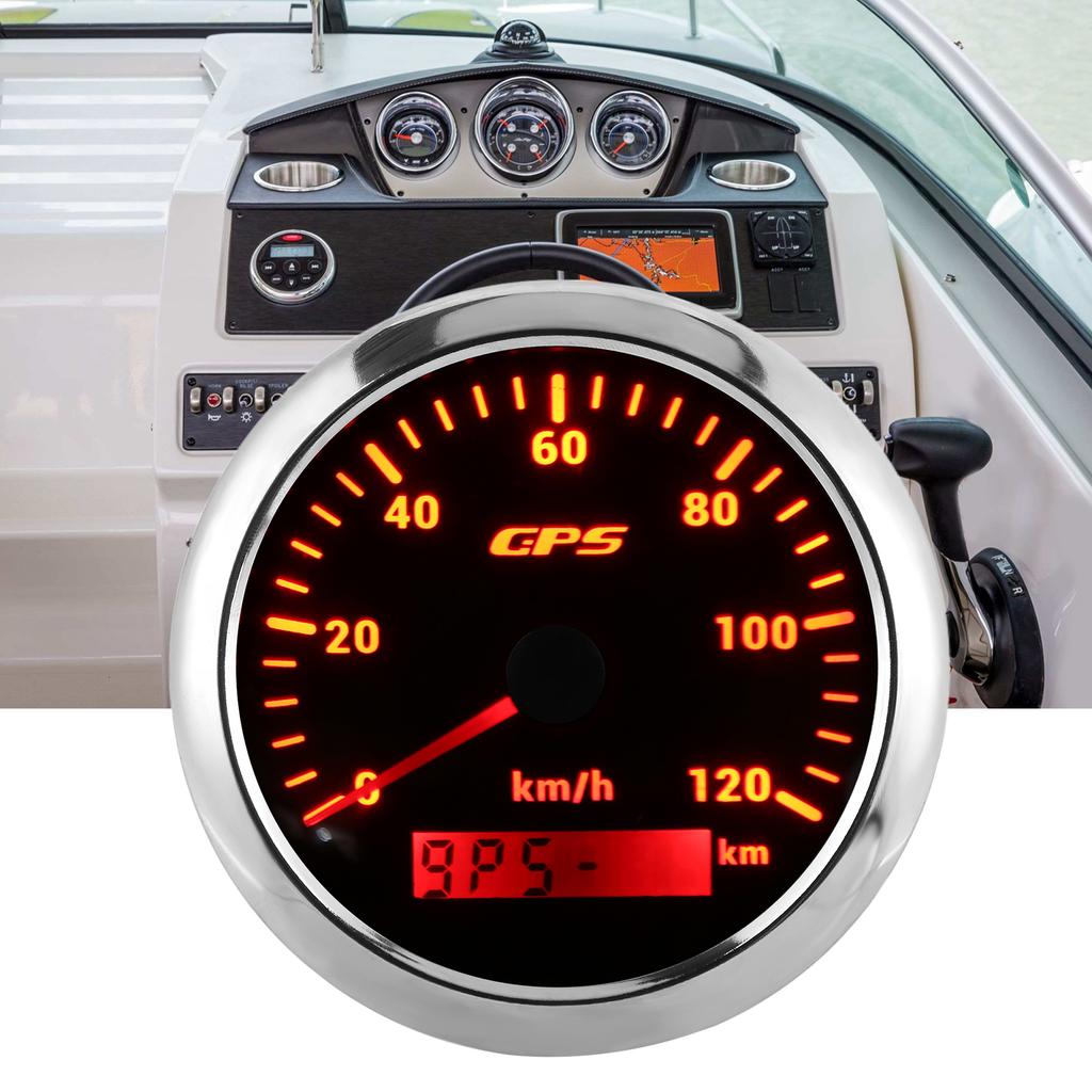 85mm Marine Auto GPS Speedometer 120KMCelsiusH Speed Odometer with 7 Color Backlight for Car Boat RV Yacht