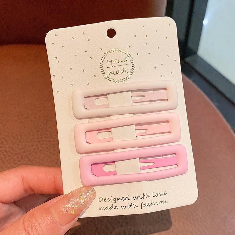 3/4pcs  Frosted Simple Hair Clips for Girls Star Oval Triangle Square Hair Clips Kids Snap Hair Clips Pentagram BB Clip