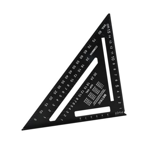 Black Aluminum Alloy Triangle Ruler, Woodworking Circular Saw Ruler, Right Angle Ruler, 0-90 Degree, Double-Sided Scale Protractor, Multi-Angle Right