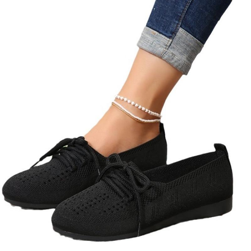 Spring new round head flat-soled single shoes women's Doudou shoes lace-up casual shoes