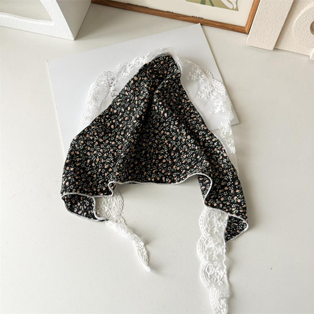 Ins Lace Floral Hair Scarf Women Triangle Bandana Hair Band Strap Hair Bag Headscarf Hat Travel Po Headband Turban Accessory