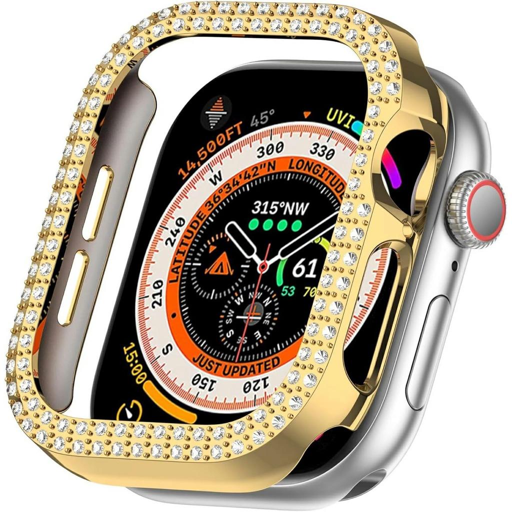 For Apple Watch Series 10 42mm PC Case Hollow Design Rhinestone Decor Watch Frame Cover