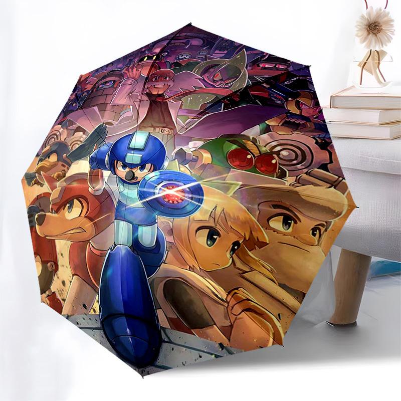 1pc Mega Man Automatic Opening Folding Outdoor Umbrella - 8 Bone Iron Frame, Suitable for Fans, Travel, Daily Use, Gift for Occasions.L013