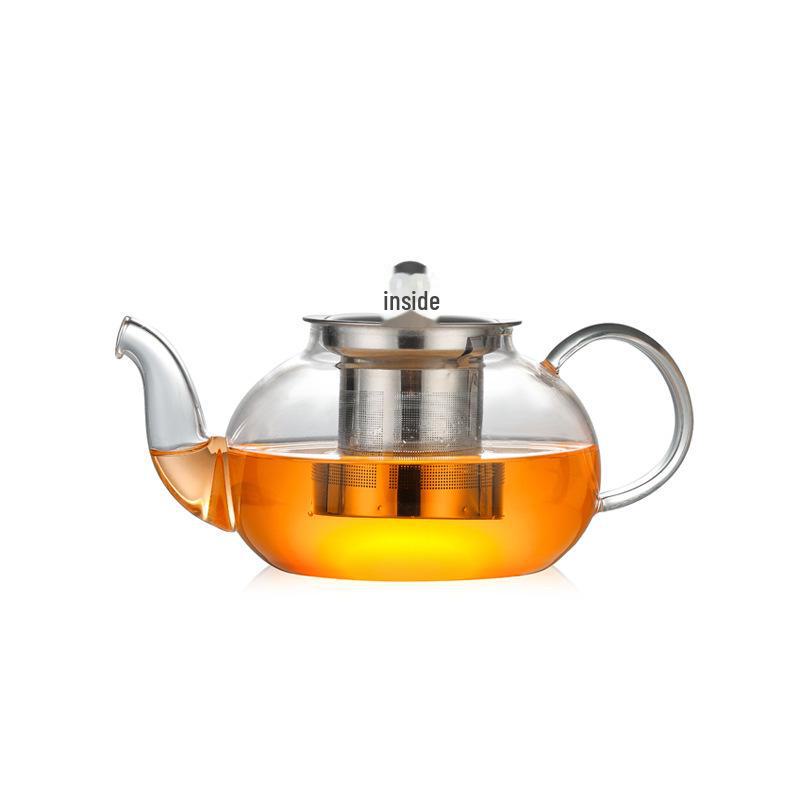 High Borosilicate Heat-Resistant Glass Teapot with Stainless Steel Filter for Home Tea Brewing