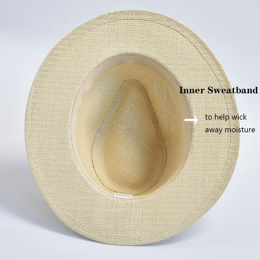 Chapeaux d'été décontractés en paille pour femmes hommes Panama Trilby Chapeau Jazz Protection UV Extérieur Chapeau de Plage Bonnet