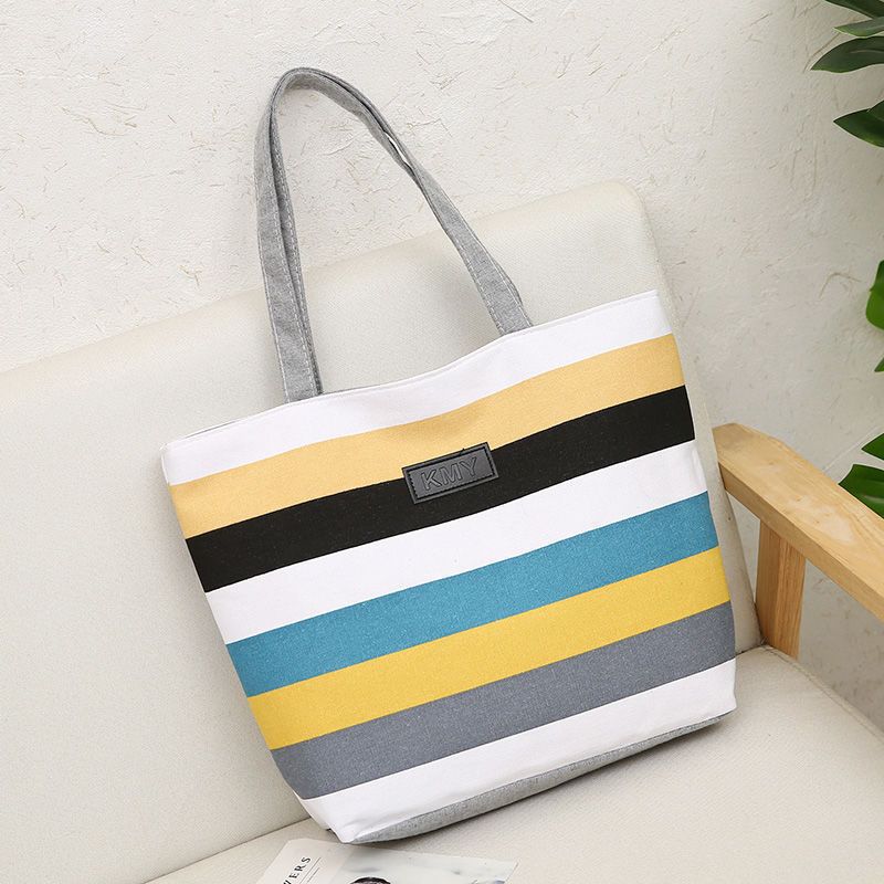Neue gestreifte Canvas-Tasche leichte Tasche Büroangestellter lässige Schulter tragbar große Kapazität Damen-Tasche