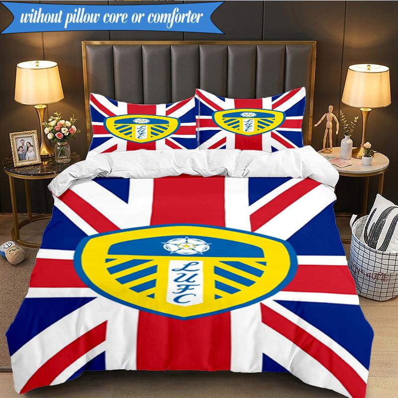 3PCS Leeds Crest Design Printed Soft Bedding Set,Including 1pc Duvet Cover And 2pcs Pillowcases Perfect for Bedroom, Dormitory, Fan gift