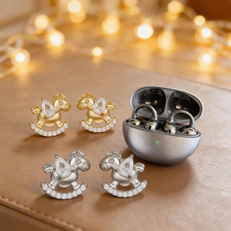 Elegant Horse Shaped Ear Clip Attachment For FreeClip 1 2 Earbuds Enhancer Coppers Zircons Embellishment