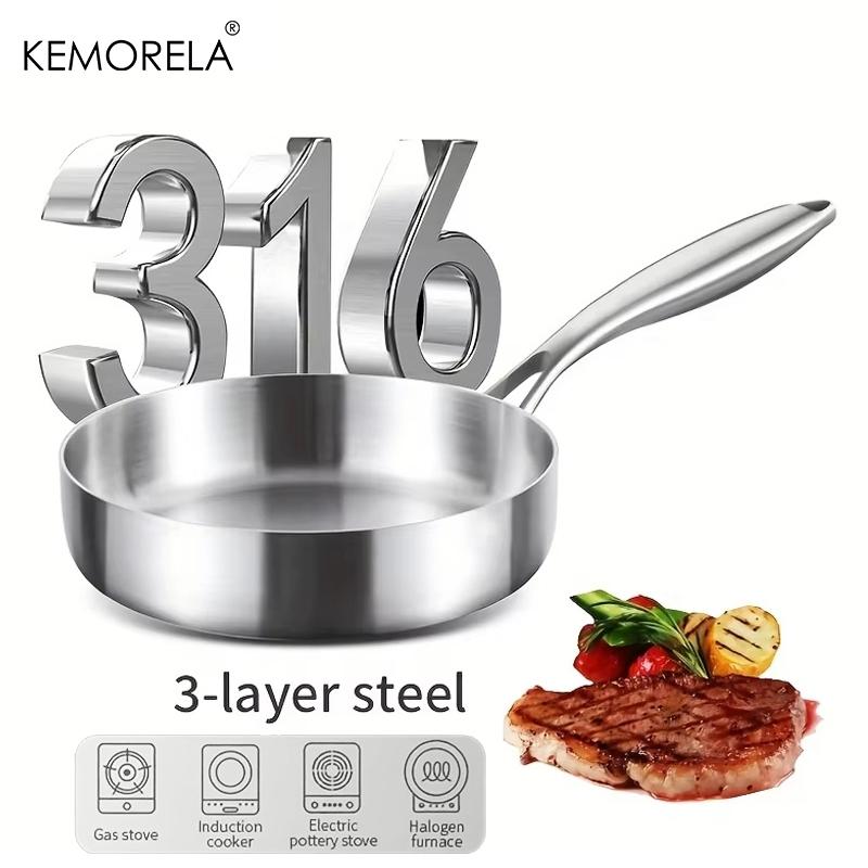 316 Rostfritt Stål Trelagers Stekpanna 20/22/24/26/28cm Obehandlad Wokpanna Non-stick Kastruller Hushållsmatlagning Kök Kokkärl