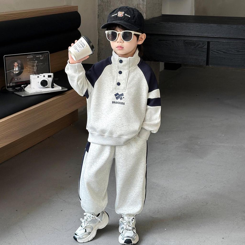 Jungen 2025 Herbst Polo Sweatshirt & Lässige Sweatpants Set