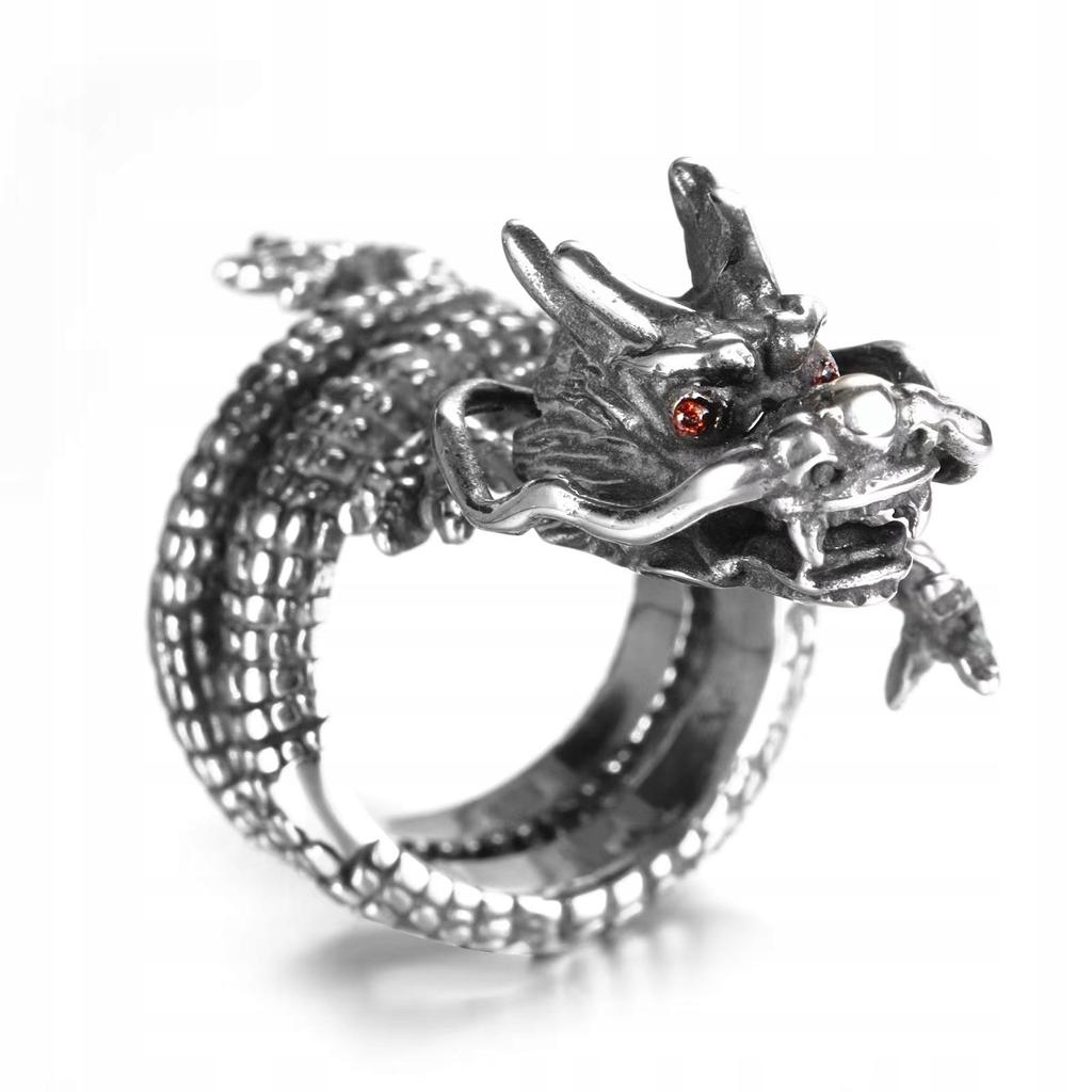 Ring Wedding Ring Dragon Signet Adjustable Vintage Men's Silver Metal
