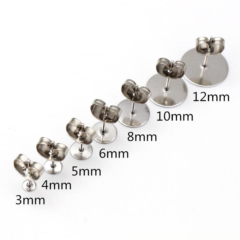 100 Pack Stainless Steel Flat Post Stud Earrings 3-12mm, Gold Water Plated, No Backs Included