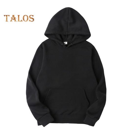 Толстовка унисекс с большим передним карманом однотонная свободная толстовка с капюшоном длинные рукава повседневная спортивная толстовка с капюшоном S чёрный 1270₽