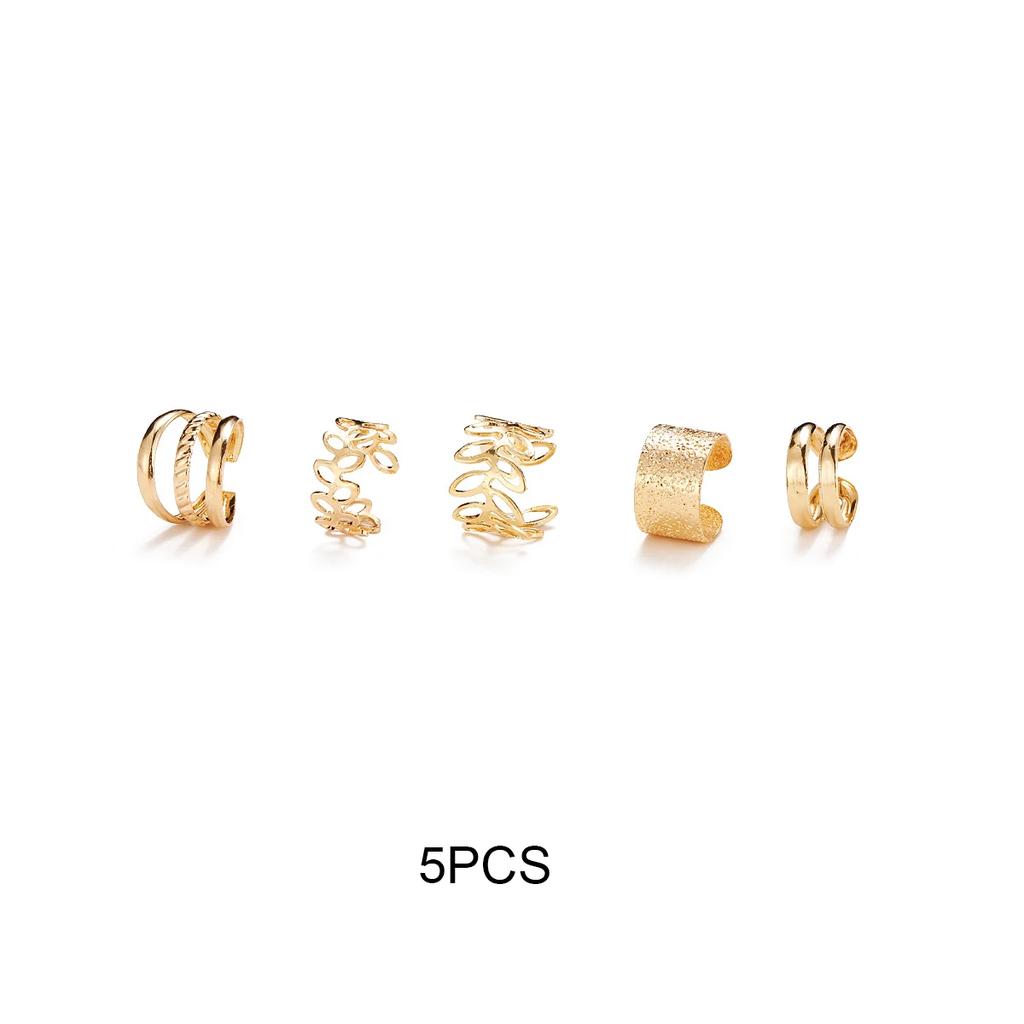 10 Pcs Leaves Clip Earrings for Women Rose Gold Color Creative Simple C Ear Cuff Non-Piercing Ear Clips Set Trend Jewelry Gift