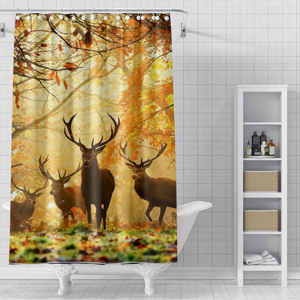 Domowe zasłony prysznicowe do łazienki Krajobraz zwierzęta wodoodporna tkanina zasłony łazienkowe nowoczesna zasłona prysznicowa 180x200 240x200